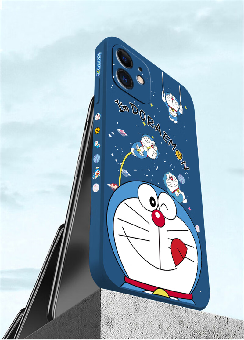 图摩斯卡通叮当猫苹果13手机壳新款iphone13promax液态硅胶13pro镜头