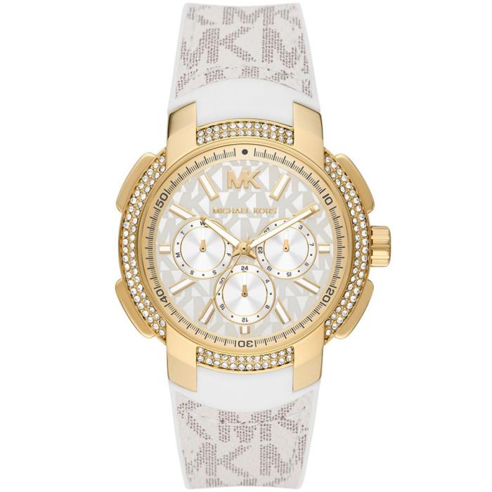 michaelkors女士石英手表白色印花42mm香草聚氯乙烯表带防水50米简约