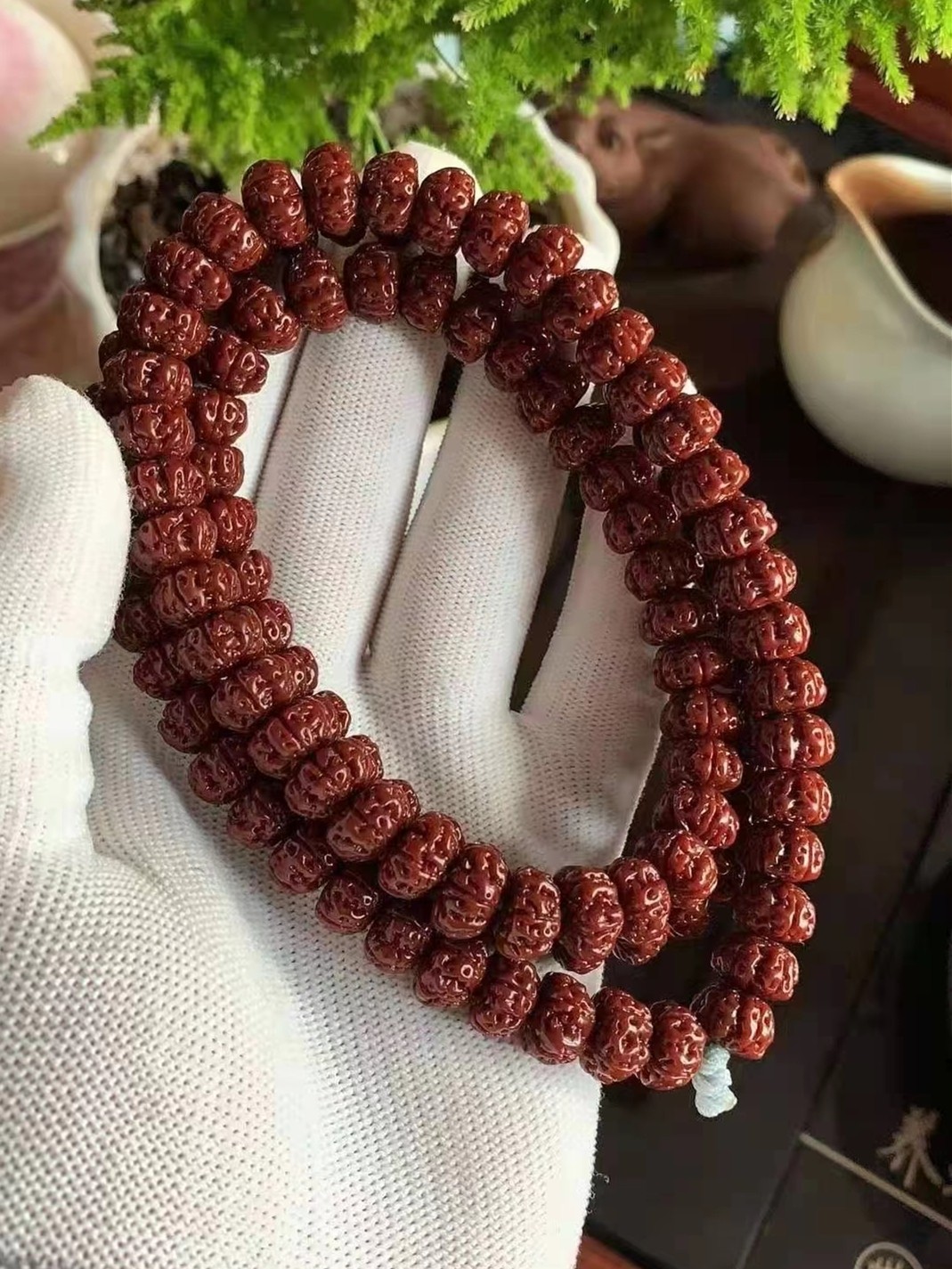 宾昔 收藏级飞碟矮桩小金刚菩提子 108颗 手串机刷包浆 树王梅花双龙