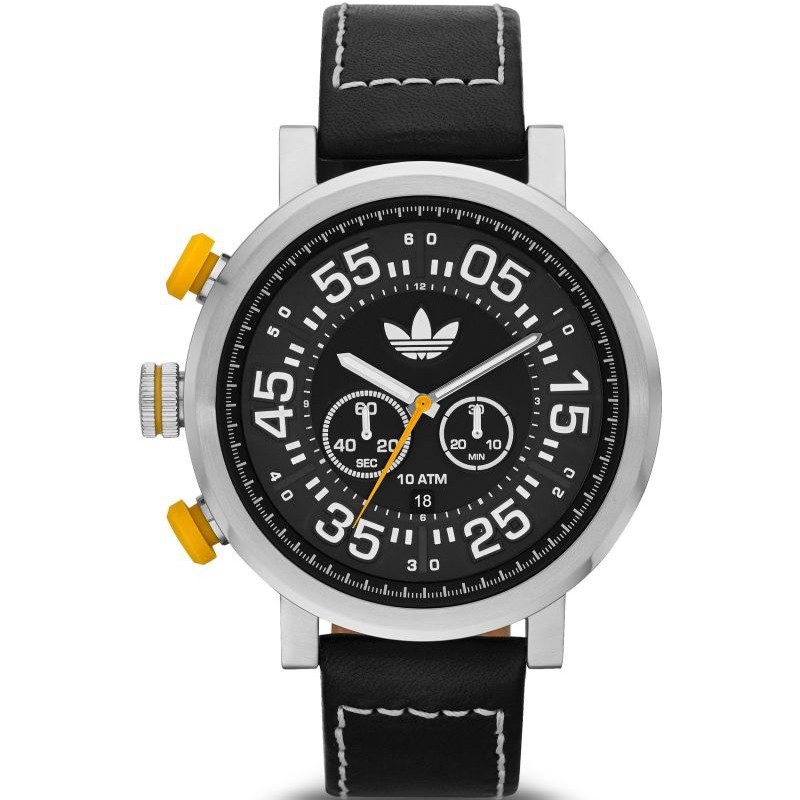 阿迪达斯adidas三叶草originals皮革时尚石英欧美男士手表白绿限量款