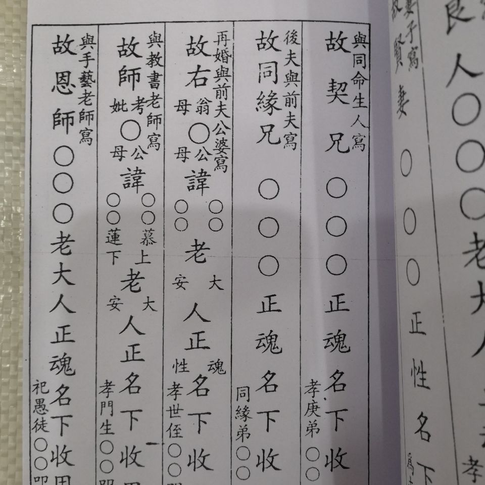 写袱子知识 烧袱子写包款式祖孙外称呼辈分写贴 烧袱子纸钱写火单送