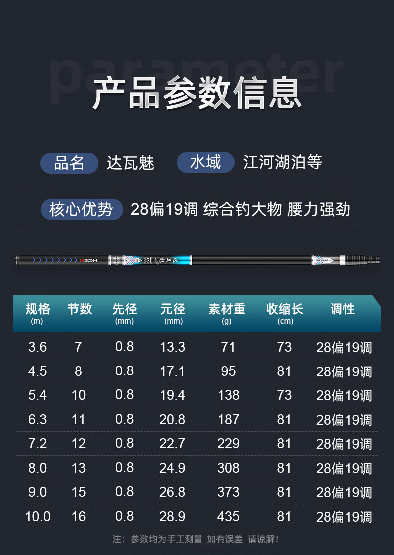 达瓦魅定位鱼竿手竿72810米短节钓鱼竿超轻超硬溪流竿一杆多用无定位