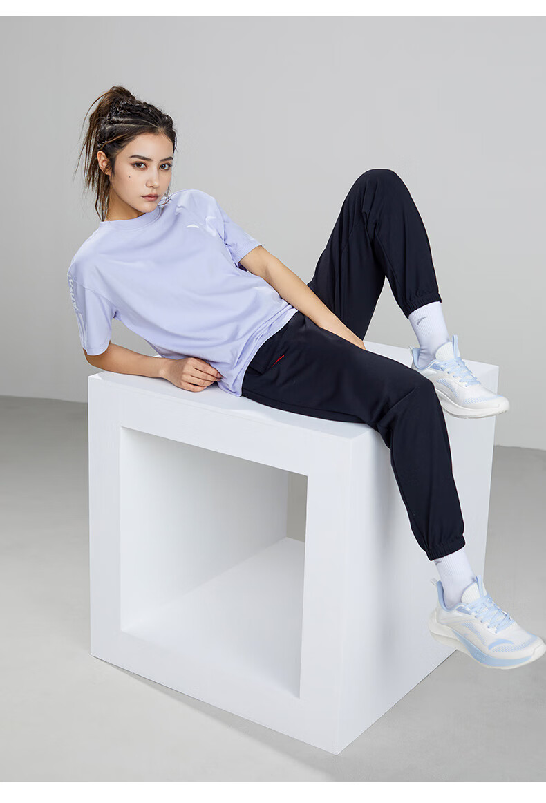 安踏(anta)【冰丝裤】安踏运动裤女梭织弹力九分裤秋冬季新款女士卫裤