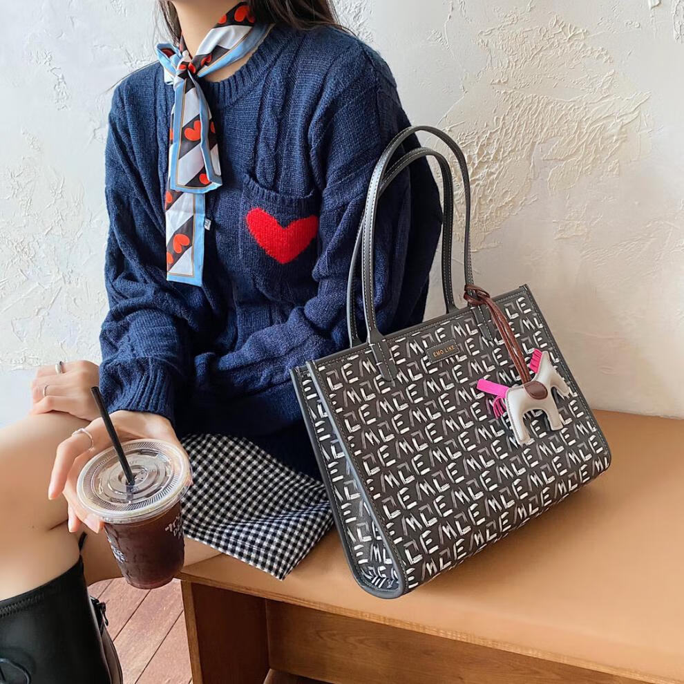 emo狗牙包女包 emo狗牙弹幕包单肩大容量手提百搭时尚简约托特包水桶