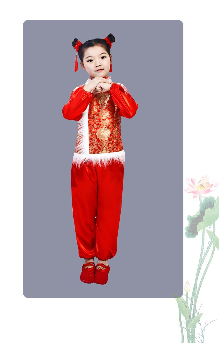儿童喜庆演出服男童拜年服幼儿园舞蹈服女童元旦表演服装唐装衣服灯笼