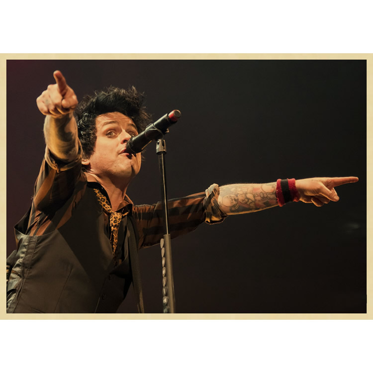 绿日乐队 牛皮纸海报 复古怀旧装饰画 美国朋克 摇滚音乐无框画 绿日