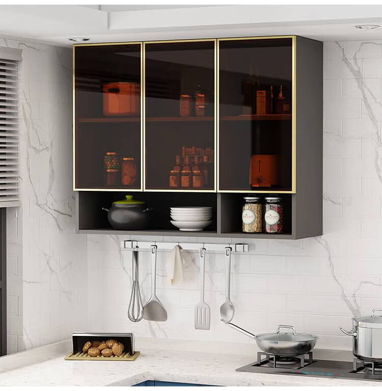 【精选好物】橱柜吊柜开放格 厨房吊柜墙壁柜定制卫生间置物架玻璃