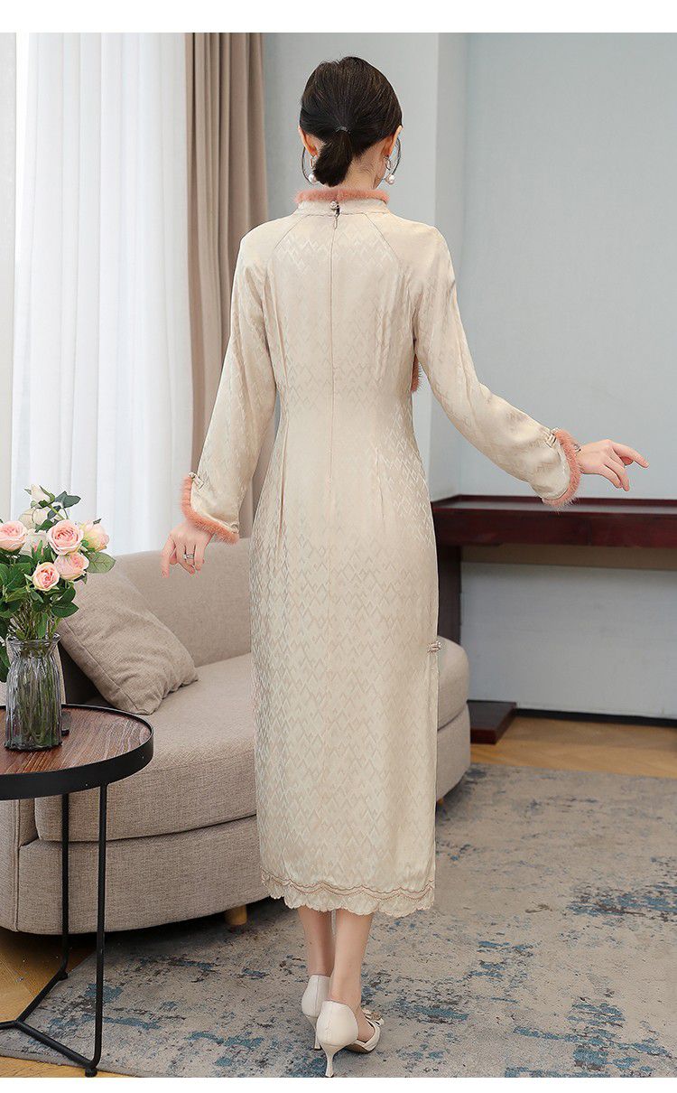 旗袍裙2021年新款复古改良旗袍秋冬加厚保暖年轻款少女蚀骨旗袍连衣裙