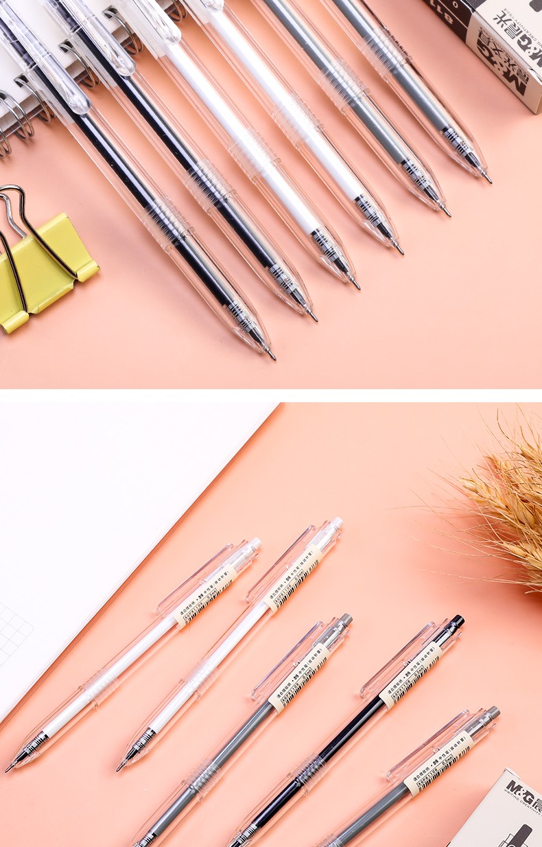 本味按动中性笔agp81108学生用顺滑05全针管头笔芯按压式黑笔黑色签字