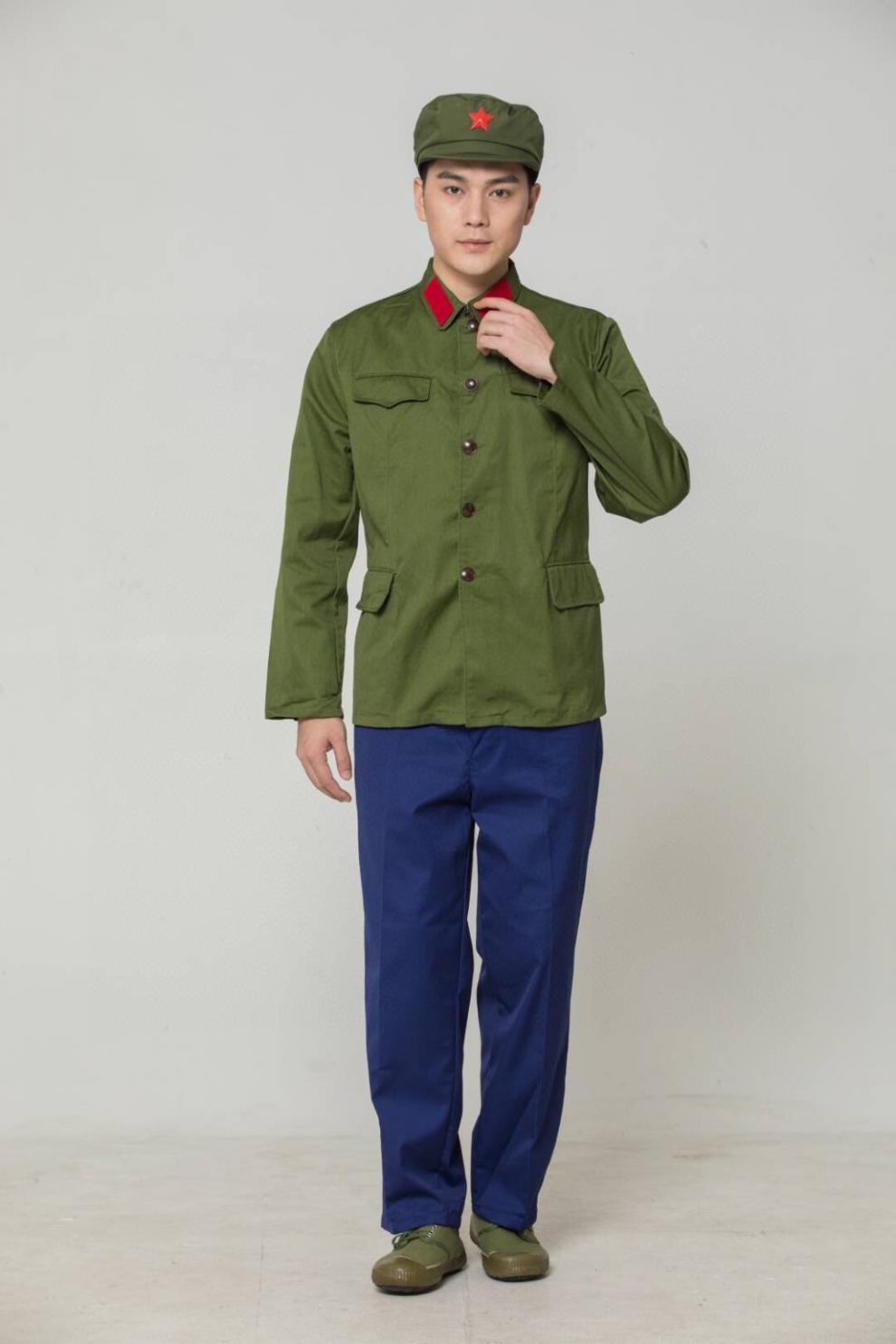 65女款老军干服装盾郎 夏款的确良衣服裤子 领章 帽子 帽徽 腰带 特