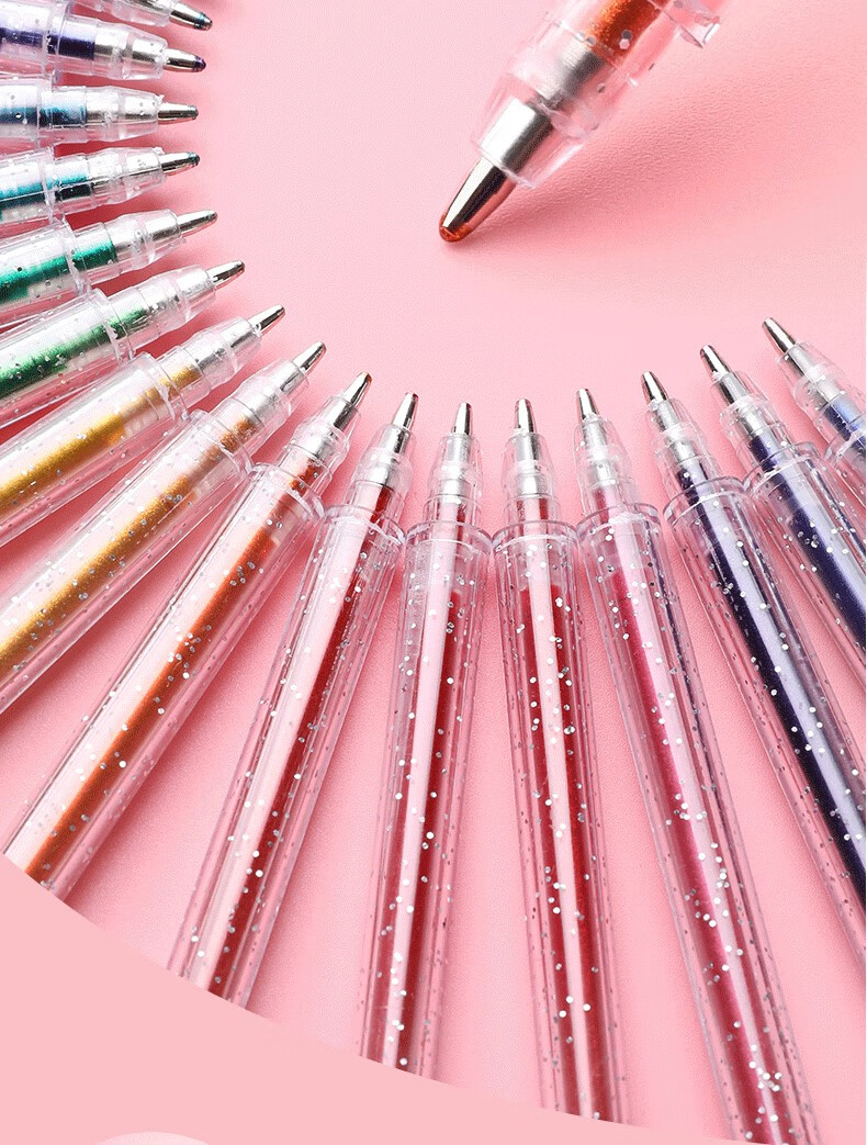 安格里 荧光笔闪光彩色闪光笔啫喱流沙银光亮晶晶珠光标记手帐专用