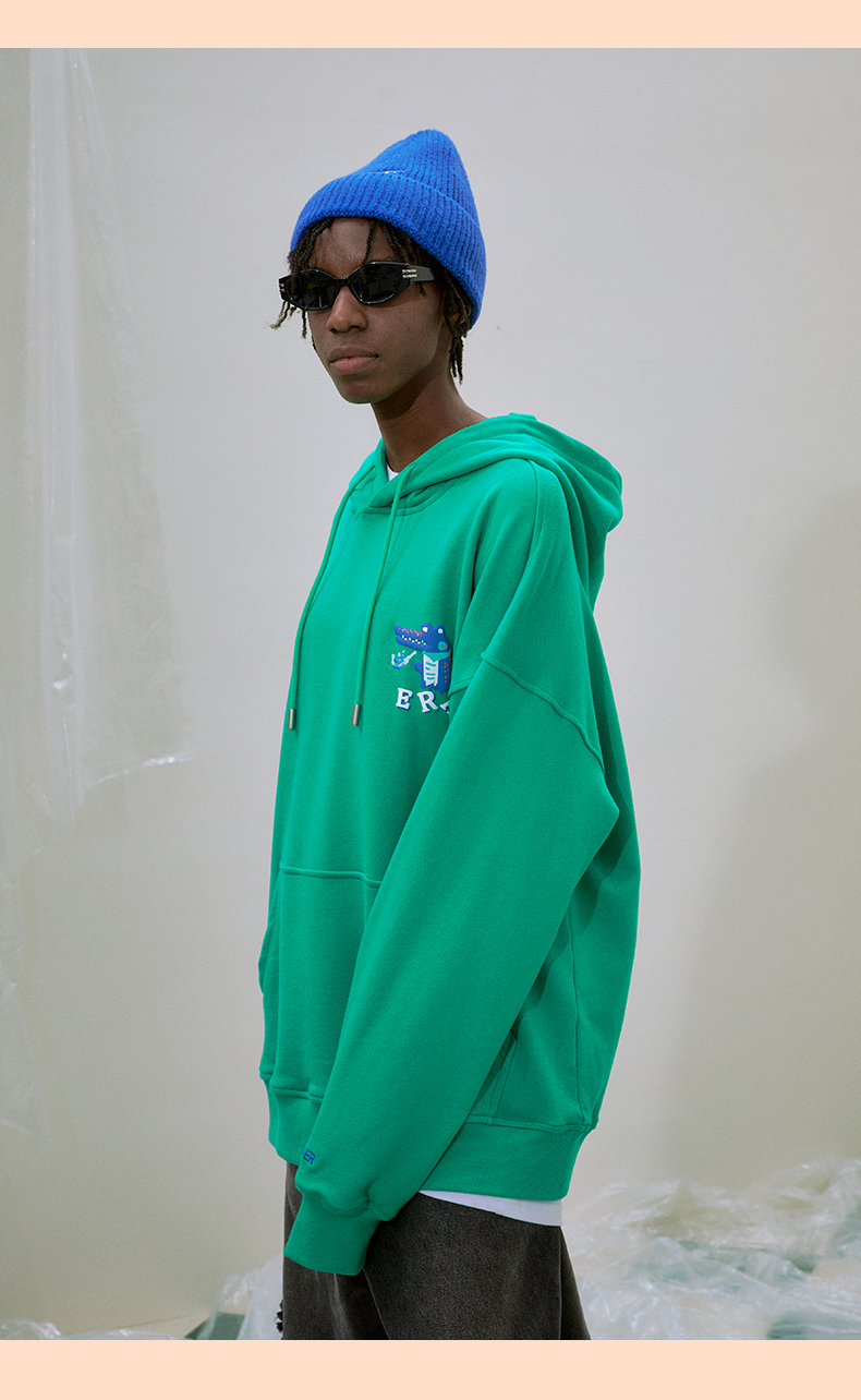 er笑脸卡通印花卫衣2022年宽松ins休闲街头国潮情侣百搭帽衫男女同款