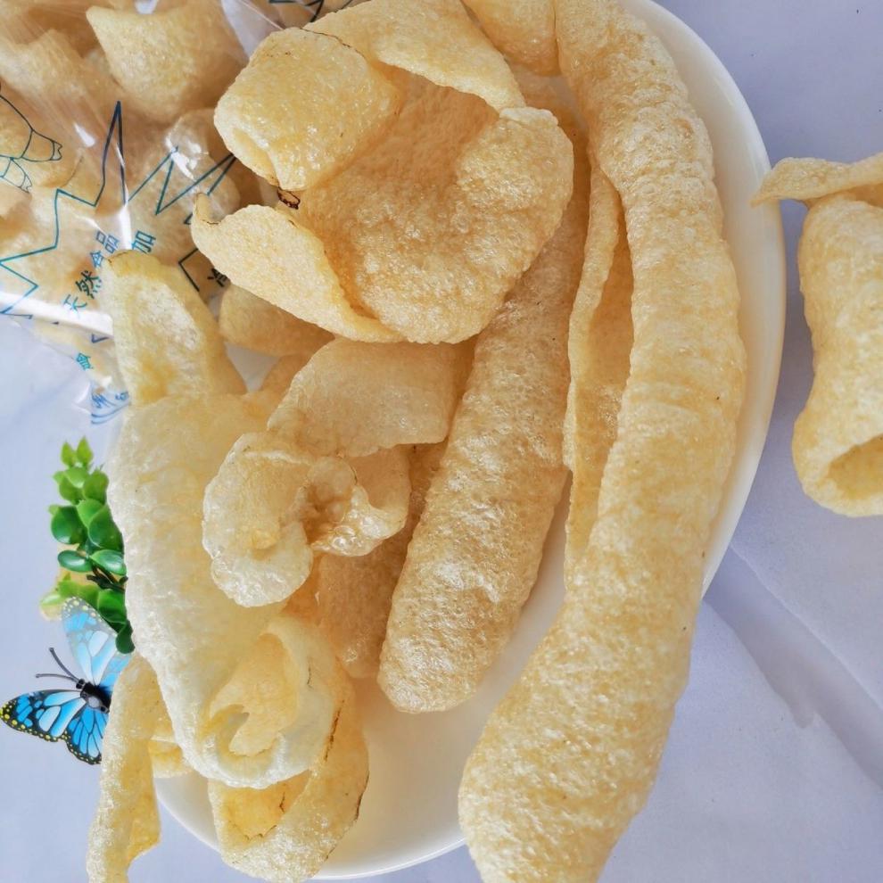 年货新品油炸肉皮猪皮炸猪皮响皮干皮肚干猪肉皮猪卷皮批发火锅凉拌菜