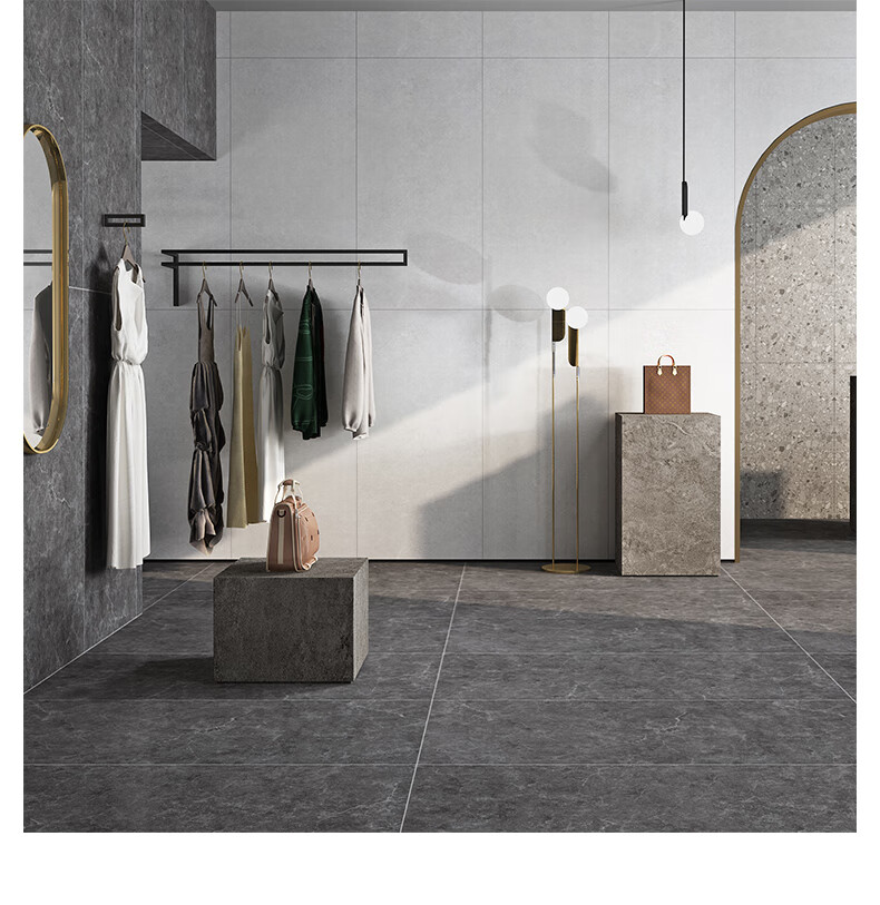 弗洛米 柔光微水泥瓷砖750*1500地砖侘寂风客餐厅防滑地板砖 sy61212