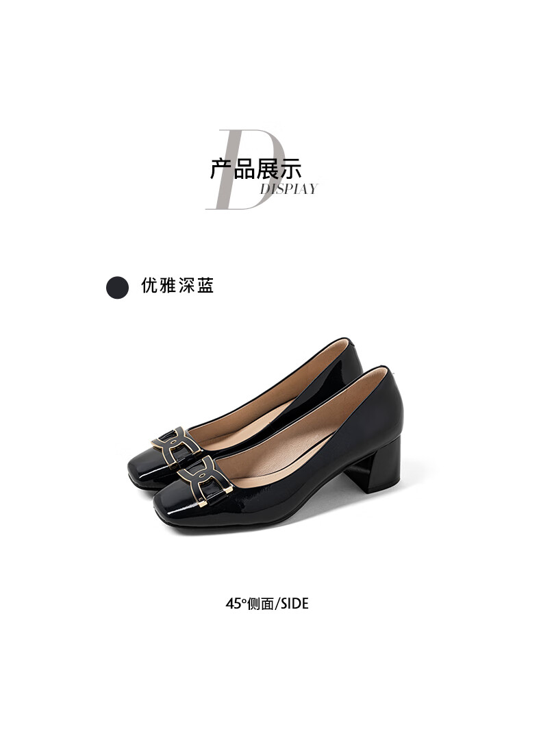 618预定康莉单鞋女粗跟2022春季新款商场同款中跟舒适羊皮浅口工作鞋