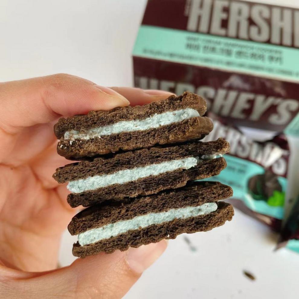 韩国hersheys好时可可巧克力薄荷曲奇饼干100g巧克力味三盒特惠装