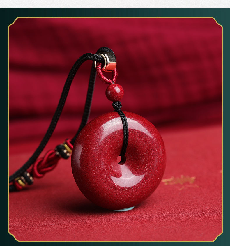 恋江南原矿天然朱砂平安扣吊坠紫金砂原石本命年挂坠转运项链男女款