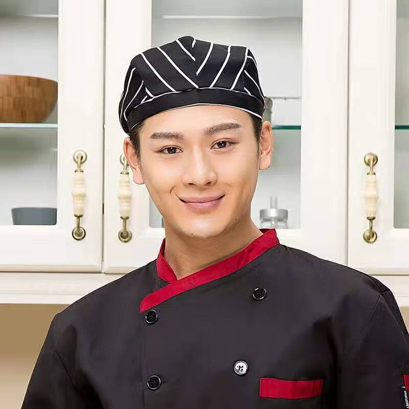 前进帽中青年厨师帽男女服务员透气网贝雷帽西餐厅酒店厨房火锅店快