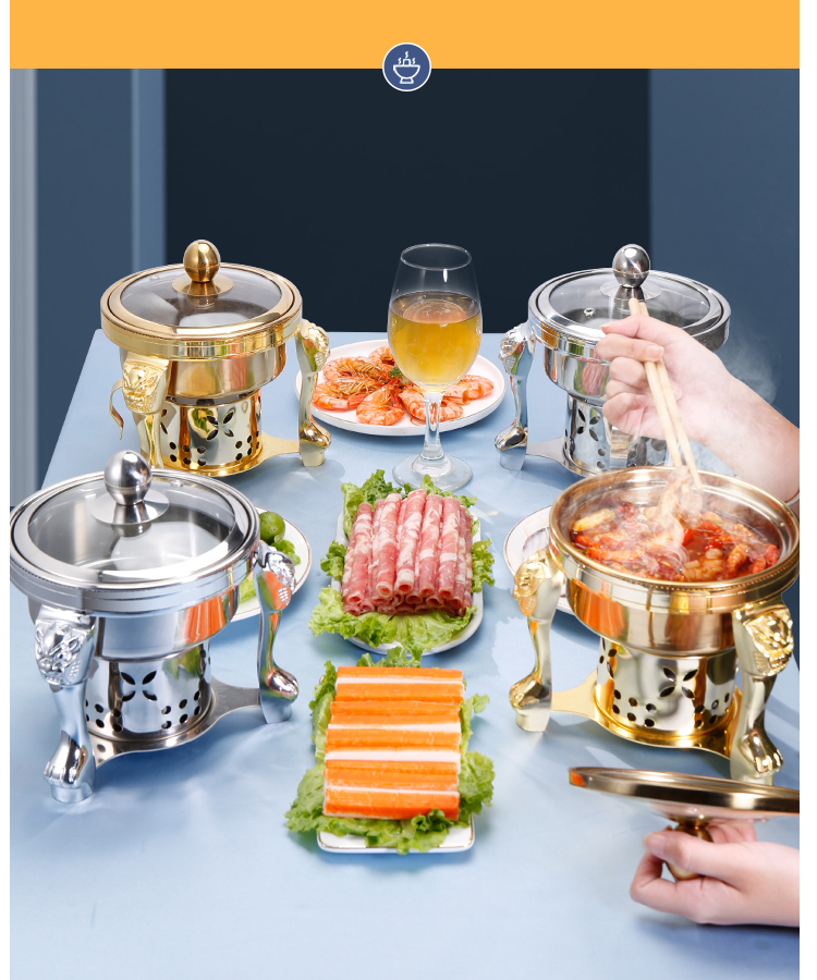 虎神小火锅锅具酒精炉火锅单人一人一锅烹饪锅具家用商用银狮小火锅