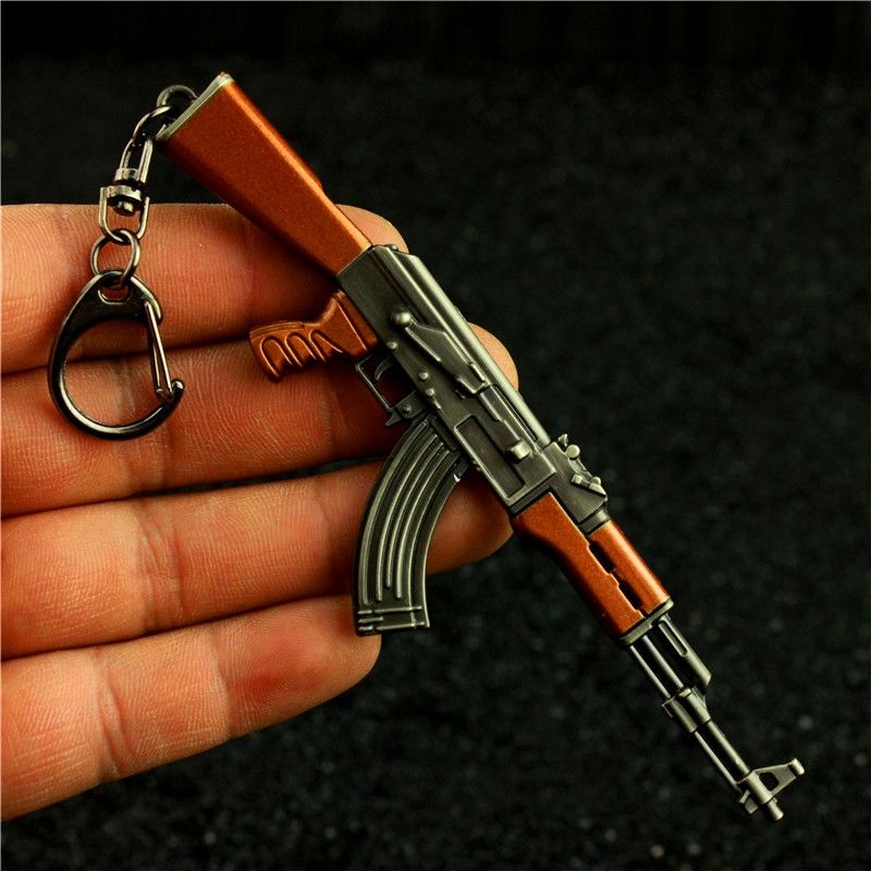木季云 ak47钥匙扣ak47绝地吃鸡awm合金钥匙扣akm合金模型挂件12cm