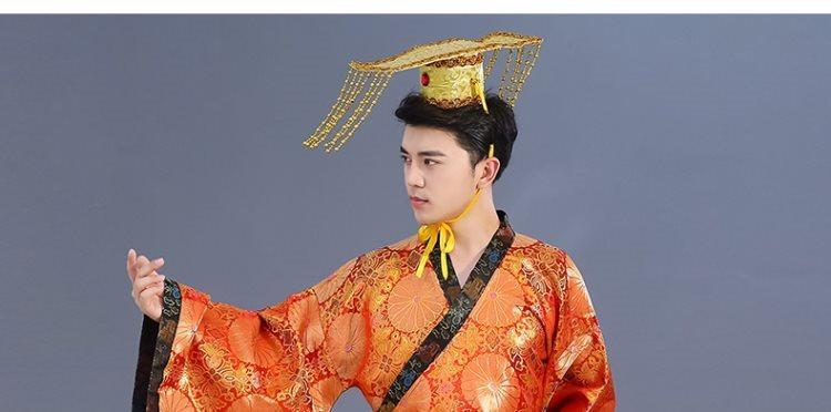 古裝太子服龍袍漢朝皇帝皇上影樓主題服裝男裝黑色太子黃帶帽155cm