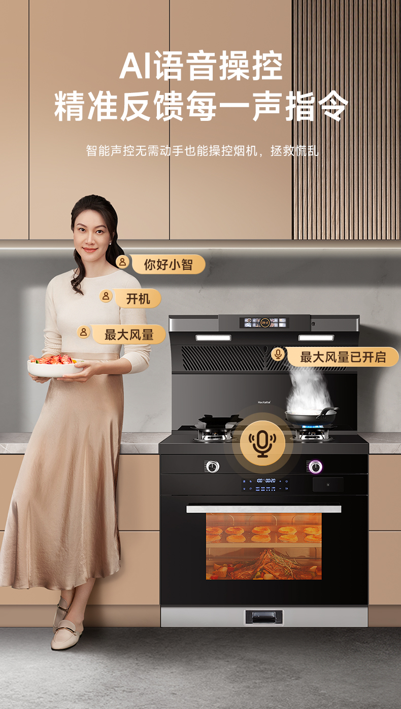 haotaitai好太太集成灶蒸烤一体变频款m1f11 智能语音控制 家用80l大