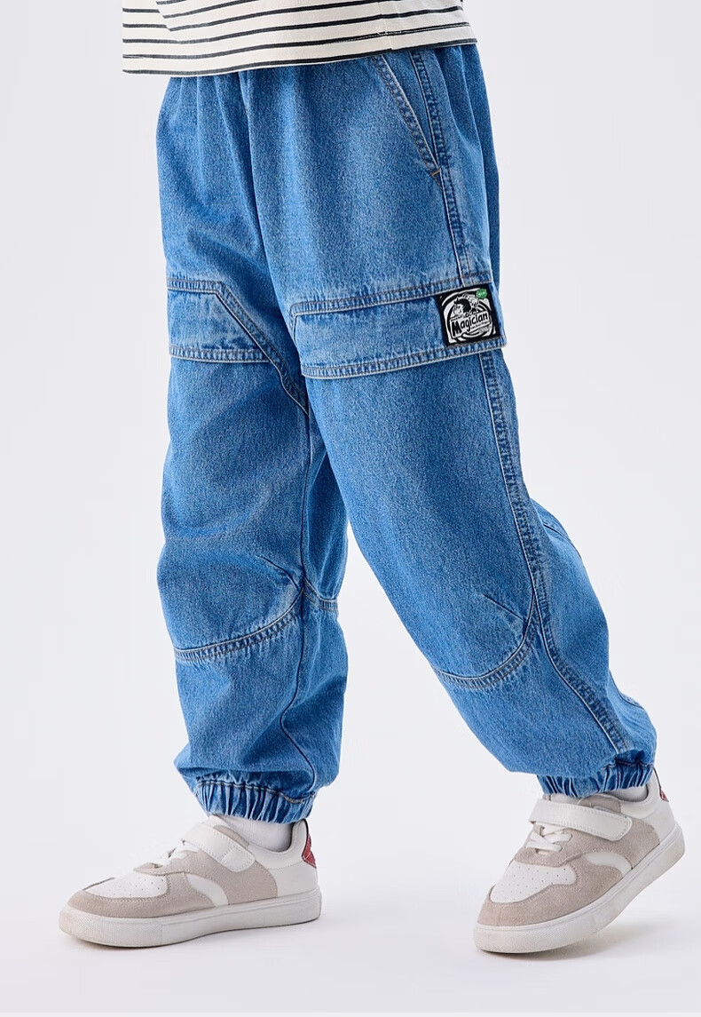 M.Latin Children's Clothing, Spring 2025 New Style, Boys' Preppy American Workwear Patchwork Woven Denim Jeans 11