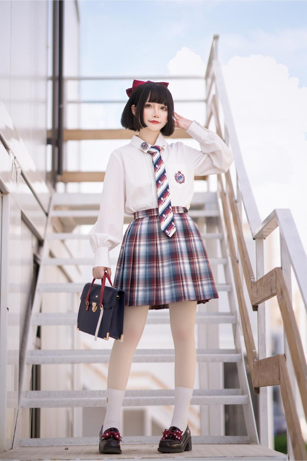 御茶家白雪姬原创jk制服格裙短早春季百褶半身裙现货42cm裙长l