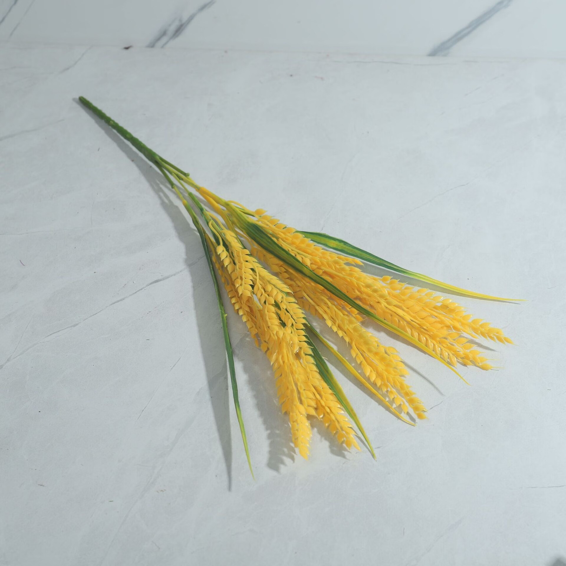 稻穗长款黄色仿真5叉稻穗 塑料稻谷假禾苗 水稻户外布景装饰舞台道具