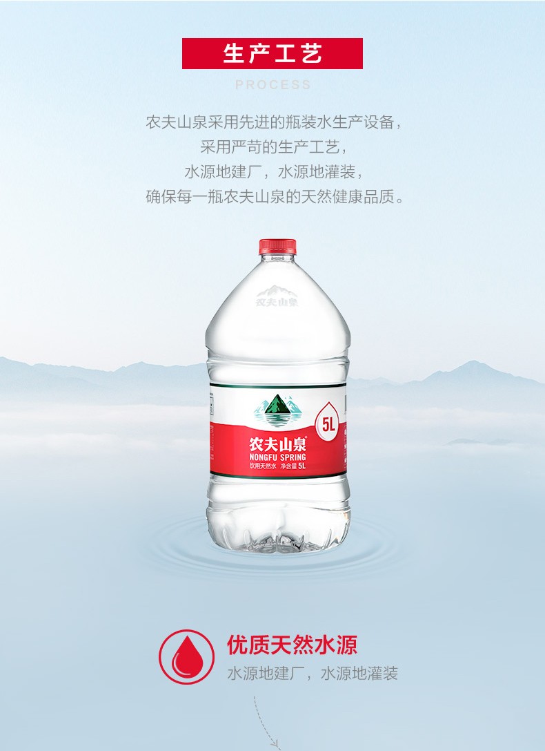 農夫山泉飲用水飲用天然水5l4桶整箱裝桶裝水礦泉水可放飲水機5l4桶3