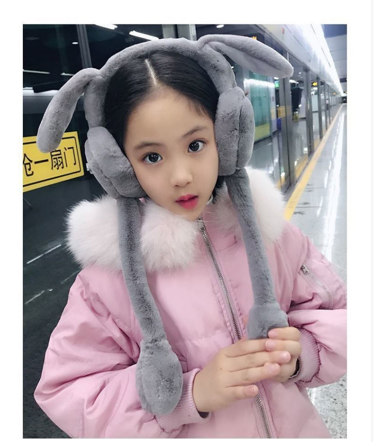 网红兔子耳罩耳朵会动冬季儿童可爱保暖防寒冻耳暖耳包耳捂子新款加厚