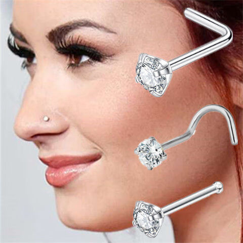 lenayan 穿孔钻石迷你鼻钉防锆石耳骨钉小耳朵钉隐形耳钉鼻钉鼻环饰品