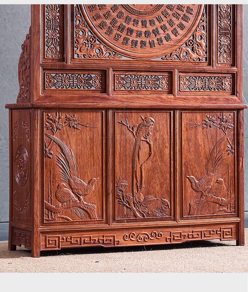 吉强红木家具非洲花梨学名刺猬紫檀屏风实木屏风客厅隔断玄关柜屏风