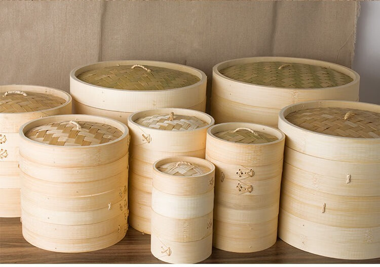 竹制蒸笼家用蒸屉手工编织小笼包蒸架商用大小包子馒头蒸格篦子 3笼1