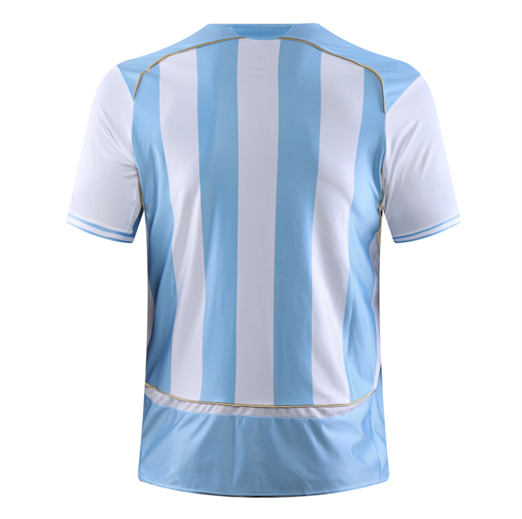 2006阿根廷主场蓝白客场宝蓝经典复古短袖球衣休闲足球服 蓝白 s