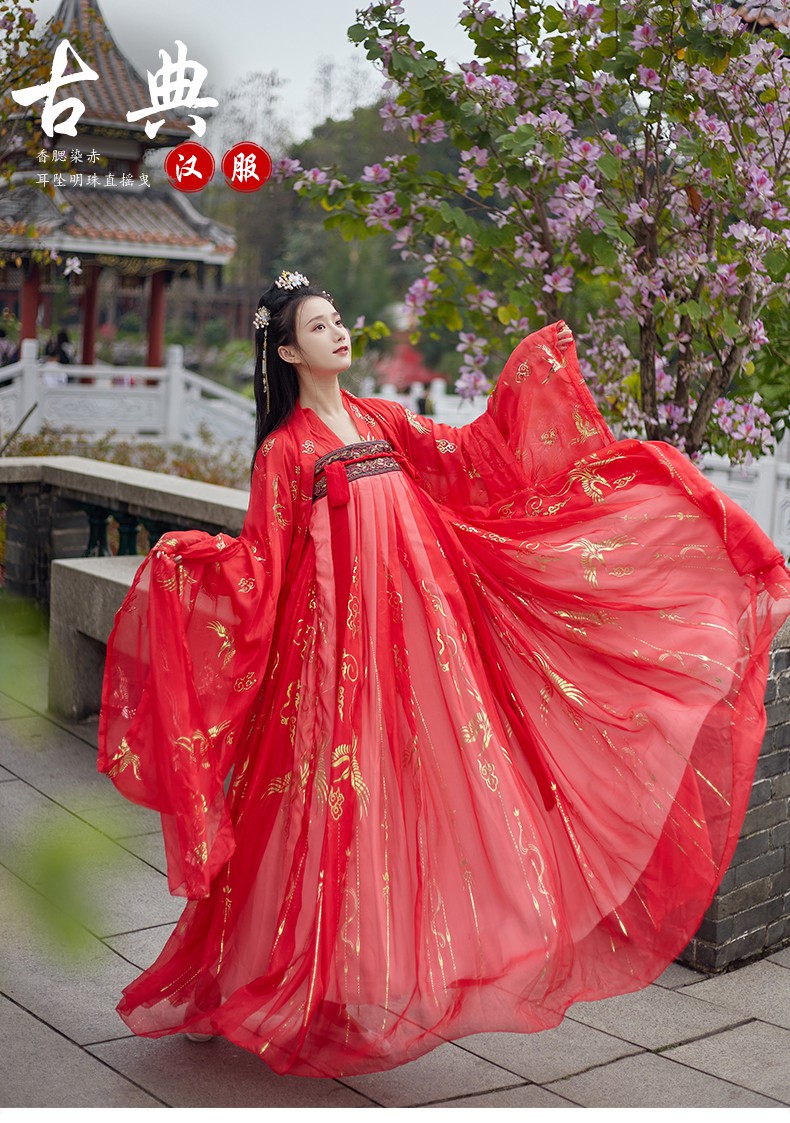 特价网红抖音同款古装汉服女秋冬中国风大袖衫三件套古风学生齐胸襦裙