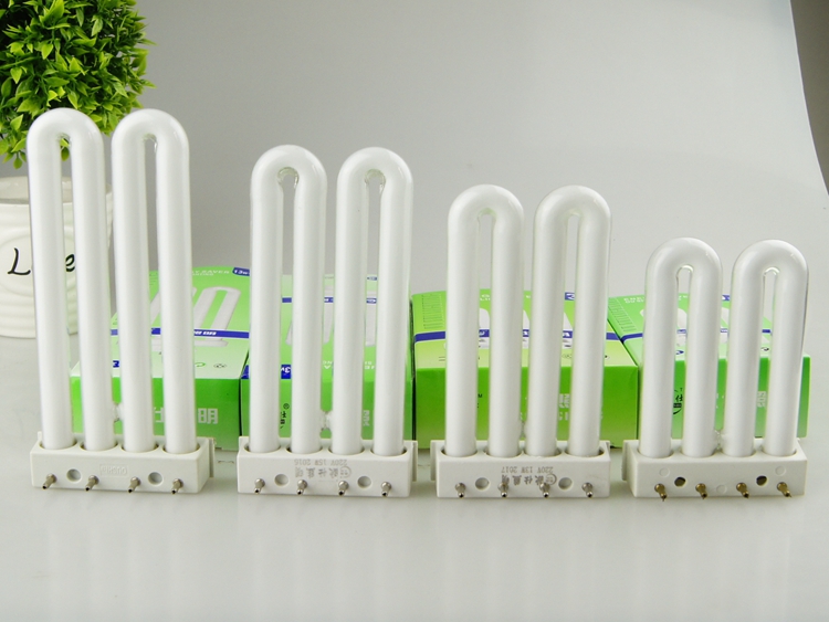 4针灯管2u平四针节能灯学生台灯泡吸顶灯u型排管9131518w9w长度94cm