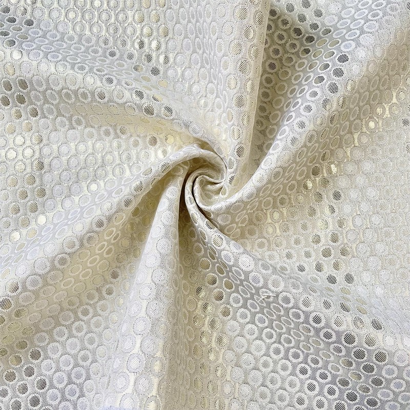 物探亲肤波点香槟色几何时装面料 套装春秋服装定制布料 香槟色 半米