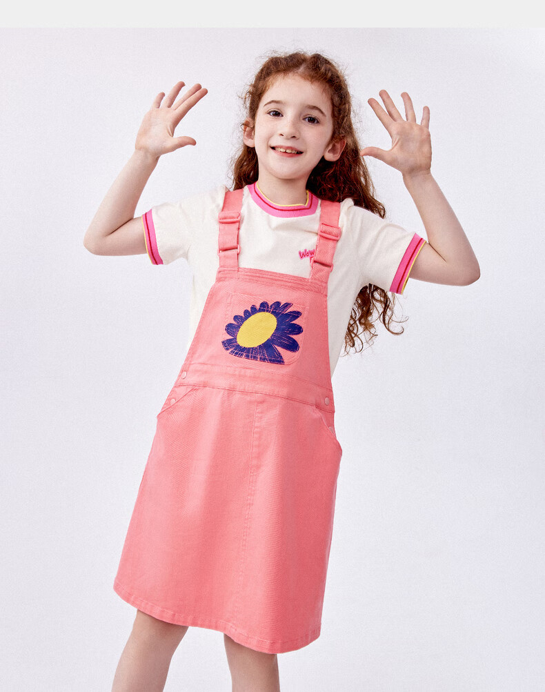 M.Latin Children's Clothing Girls' Dress Summer 2024 New Style Big Girl Suspender Dress Denim Light Blue 110cm 15