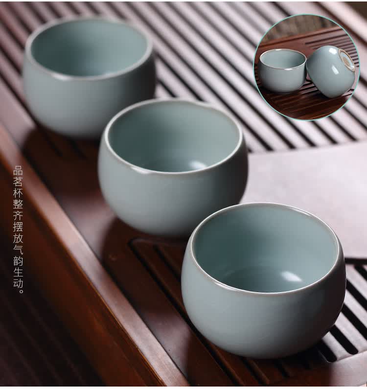 陶瓷功夫茶具套装办公礼品家用6人盖碗西施茶壶茶杯恒缘汝窑可养恒缘