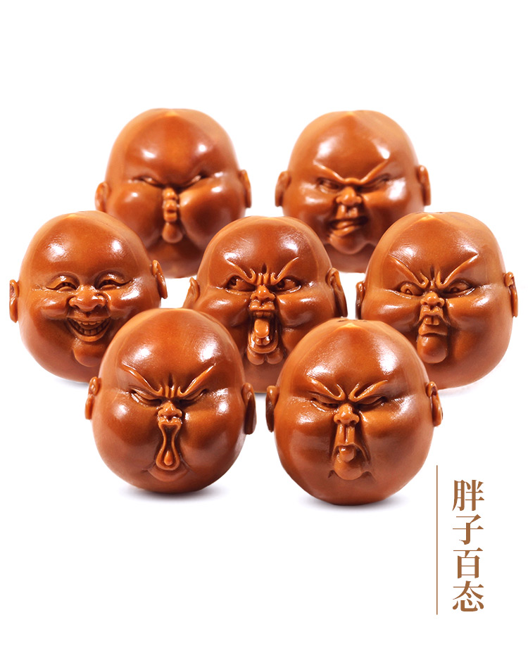盘道苏工精品核雕十分开心橄榄核手串胖子百态橄榄胡铁核怒佛