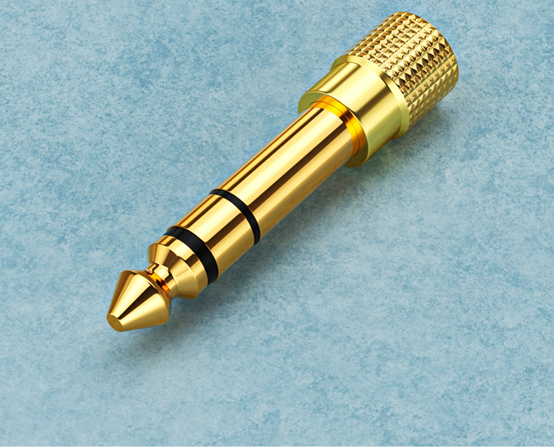 橙电65转35音频线转接头65mm公转35mm母音频转换头电钢琴吉他连接线