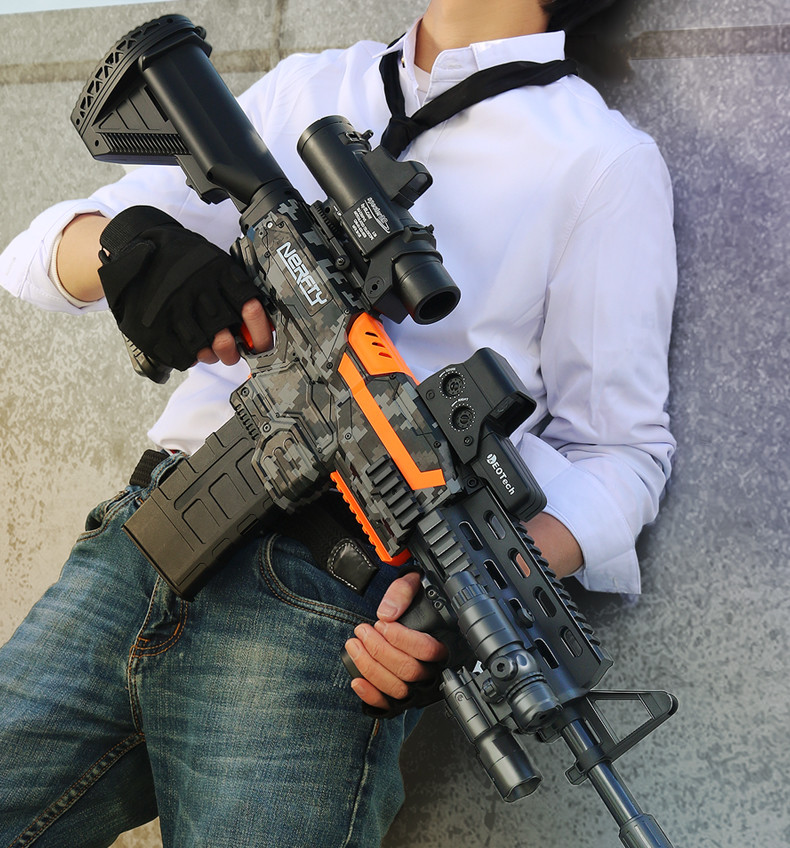 m4突击步抢电动连发软弹枪男孩吃鸡射击玩具手炝810岁可发射玩具步抢