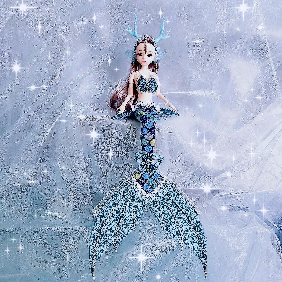 美人鱼芭比娃娃纯手工女孩过家家玩偶玩具生日礼物卖娃娃不卖贝壳玩具