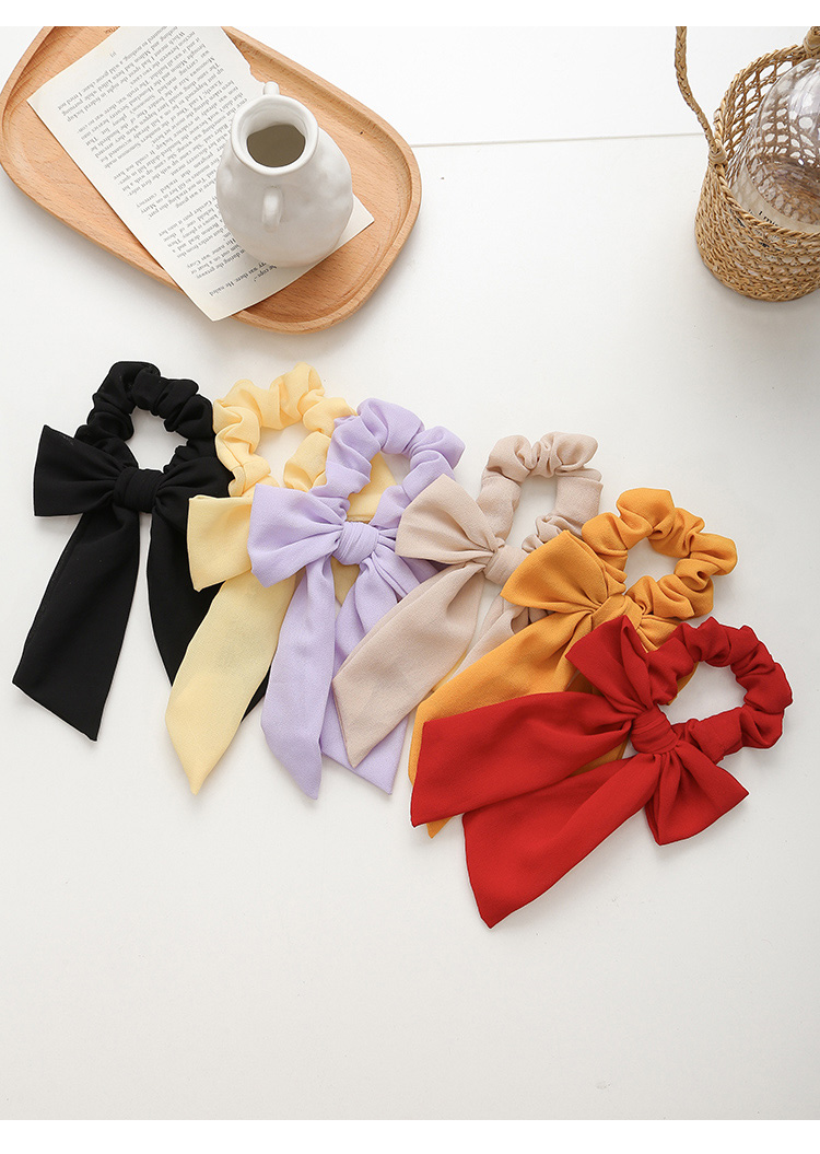 韩版少女头绳飘带马尾仙雪纺皮筋女扎头大肠圈网红蝴蝶结绳藕紫色