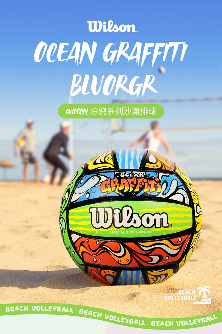 威尔胜(wilson)新款排球个性涂鸦pvc沙滩校园学生中考考试训练比赛5号