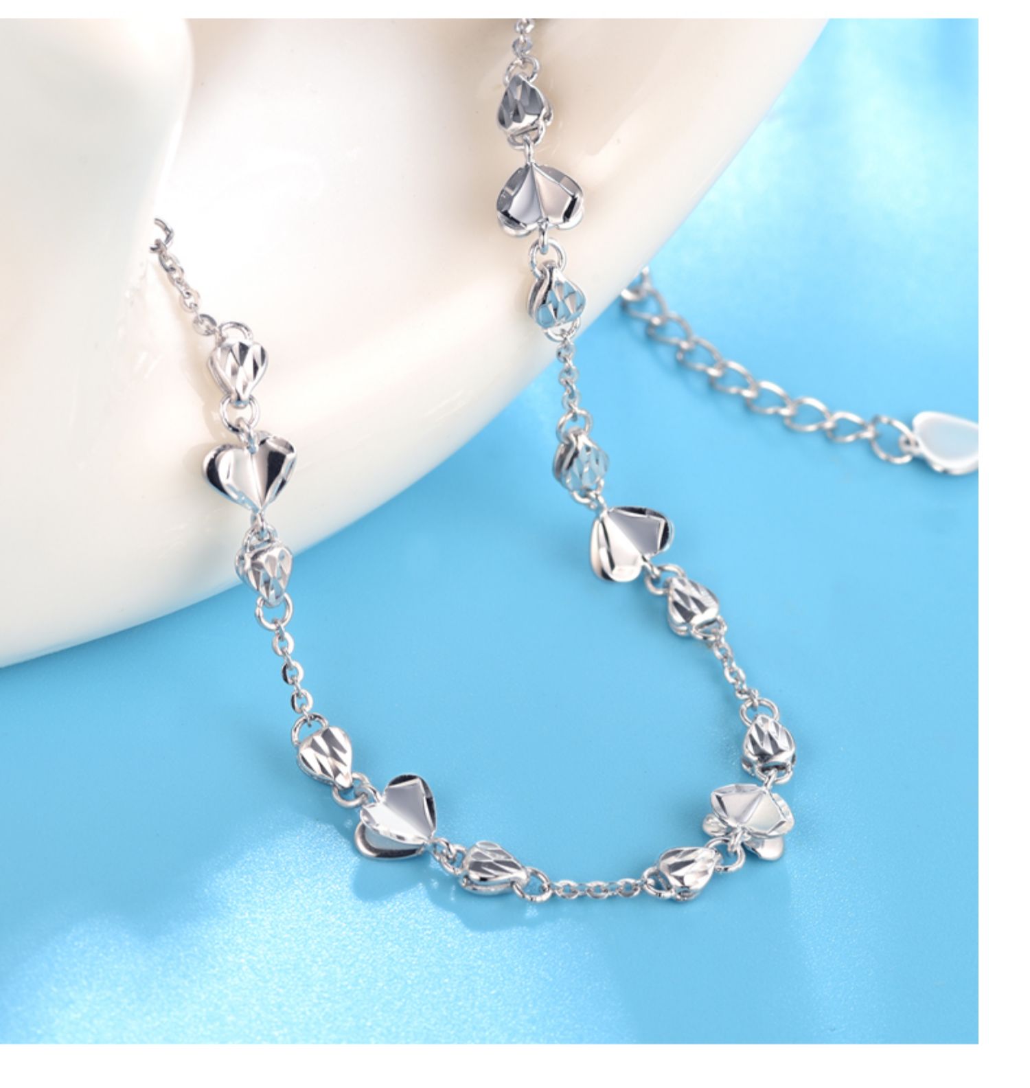 老凤凰款pt950铂金手链女白金手链时尚超闪简约情侣手镯珀金脚链pt950