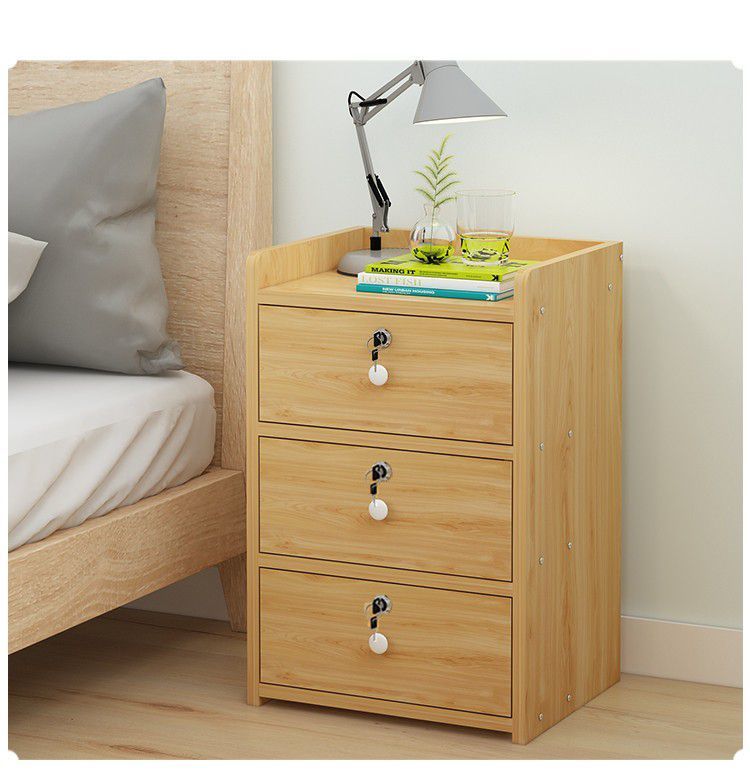 慕美烁床头柜简约现代收纳柜多功能小柜子小户型储物柜带锁卧室小型