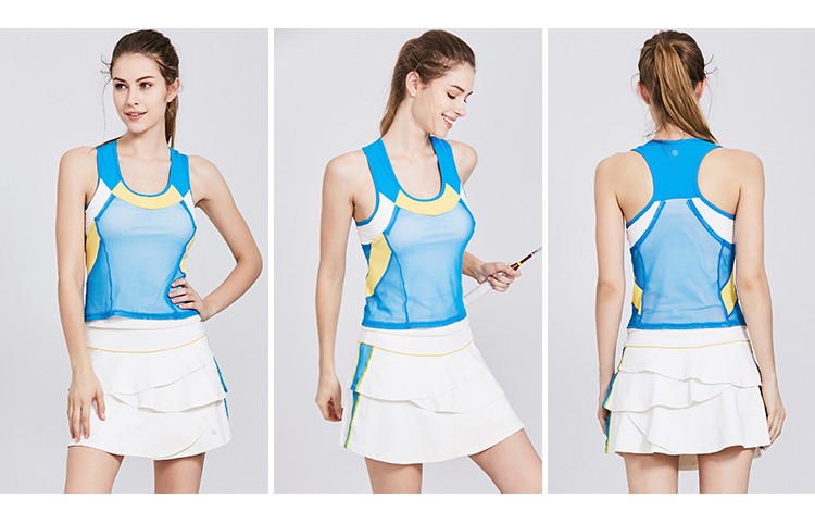 斯哲维世品牌轻奢网球服女套装夏季2022新款无袖性感运动上衣网球裙