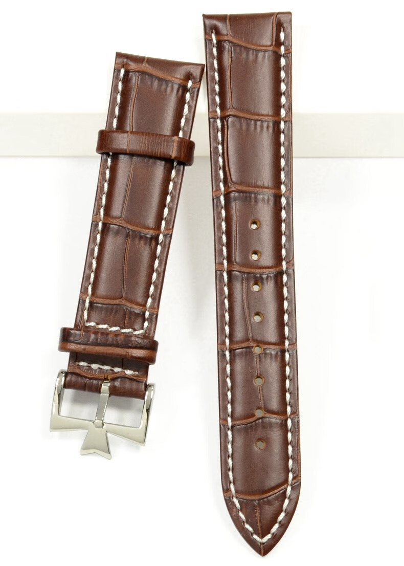 blackrose表带手表皮带牛皮19 20 22mm适合江诗丹顿配件男款 黑色黑线